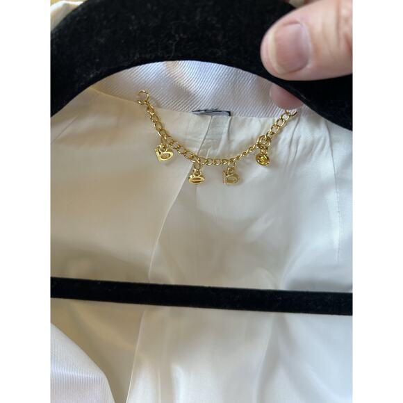 Y2K Office Siren Bebe Suit Sz 8 White Gold Buttons Luxury Blazer & Pants Classic - Picture 8 of 16